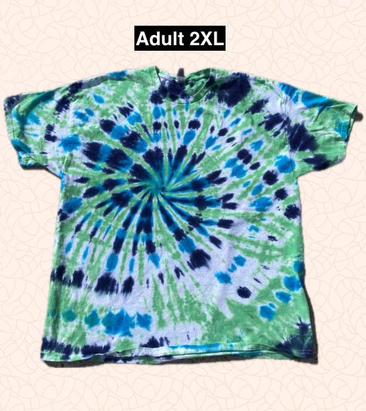Green Blues Spiral Tie Dye T Shirt Adult 2XL