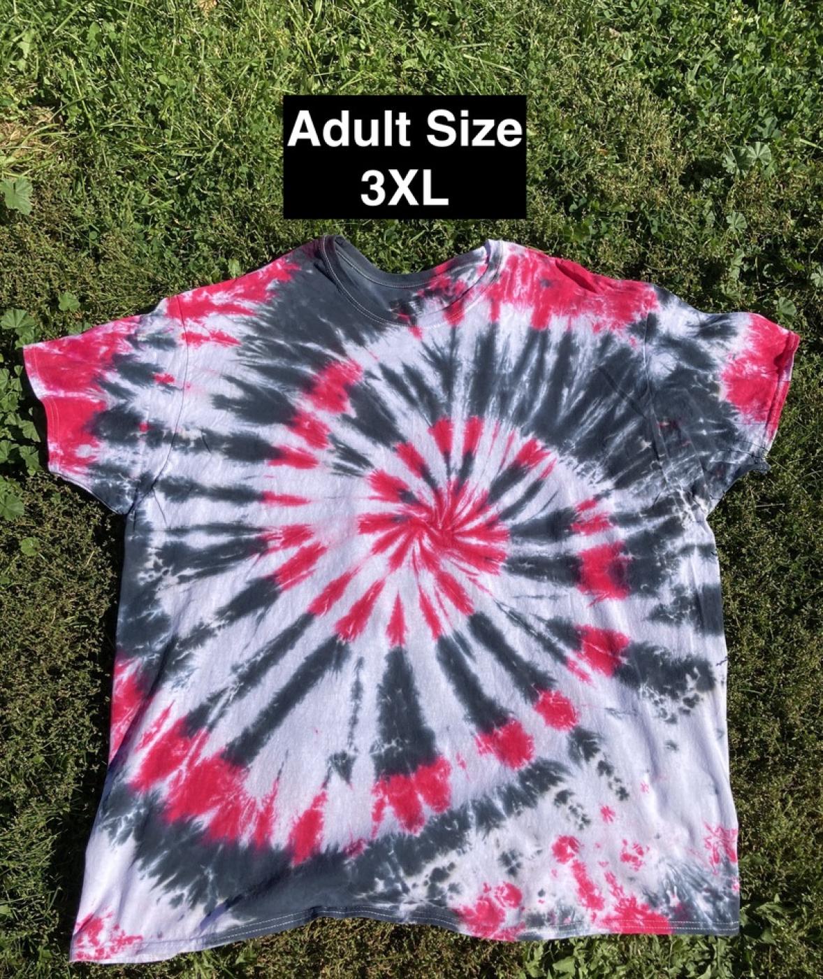 Red Black White Central Spiral Tie Dye T Shirt Adult 3XL 