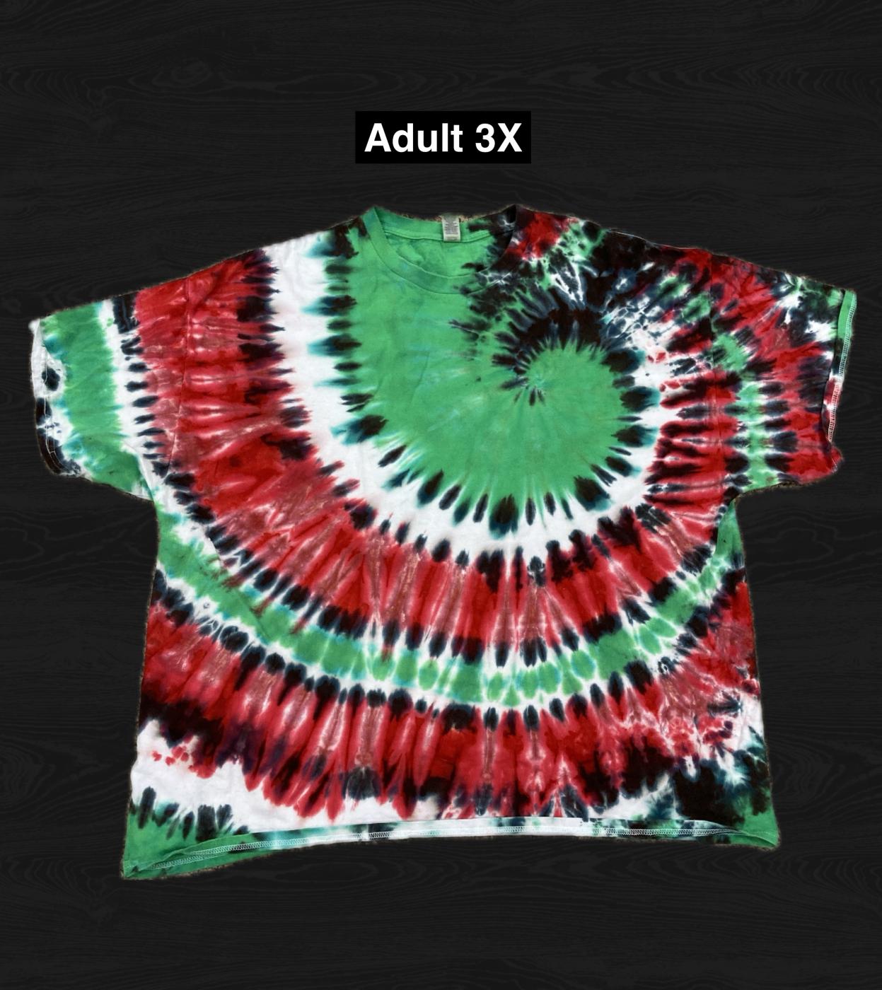 Christmas Spirals Tie Dyed T Shirt Adult 3X