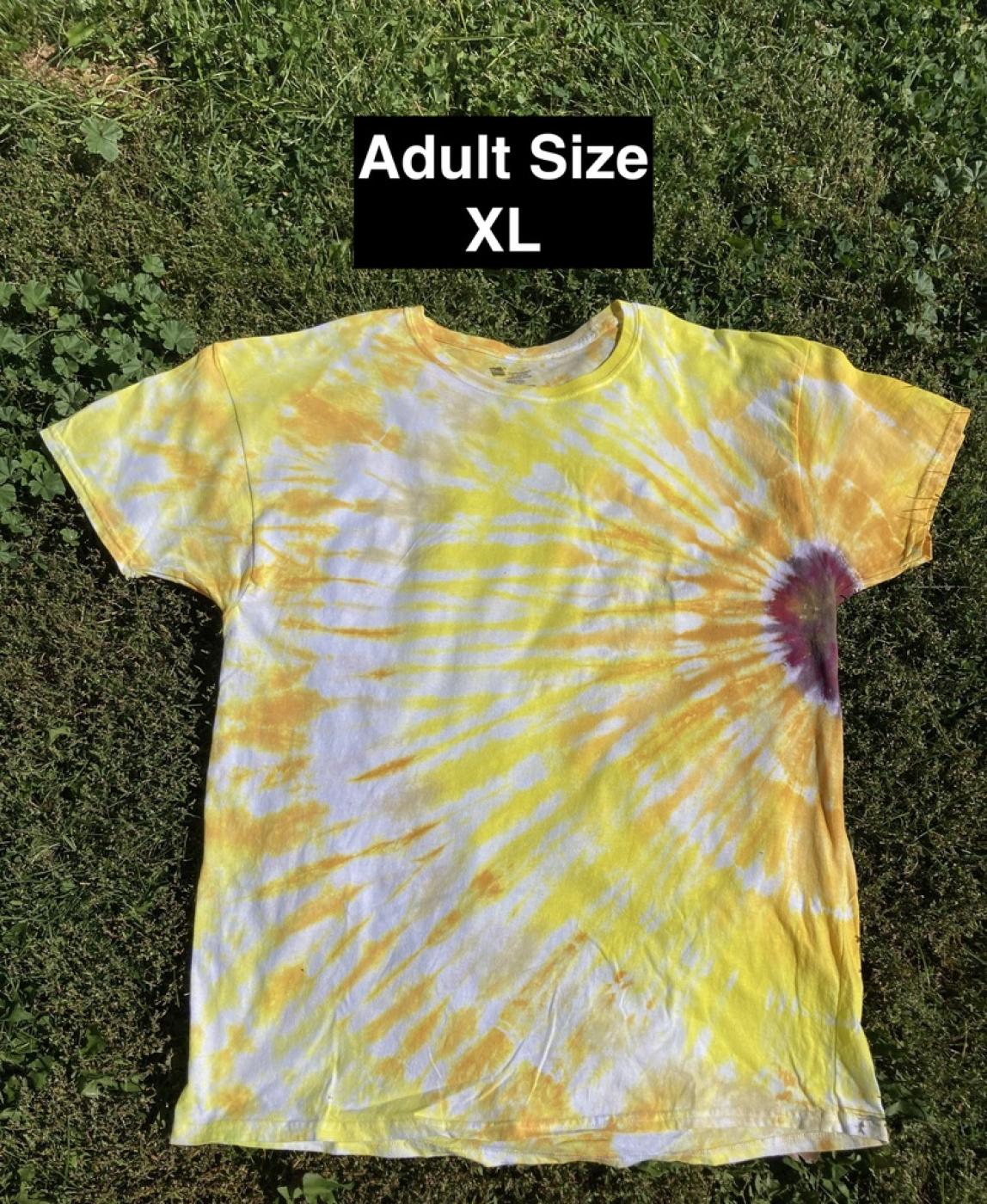 Yellow Fan Fold Sunflower Tie Dye T-Shirt Adult XL