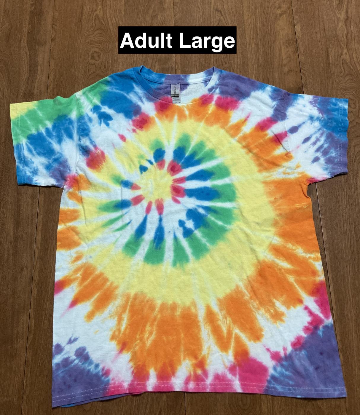 Rainbow Folded Spiral Tie Dye T Shirt Adult Large
