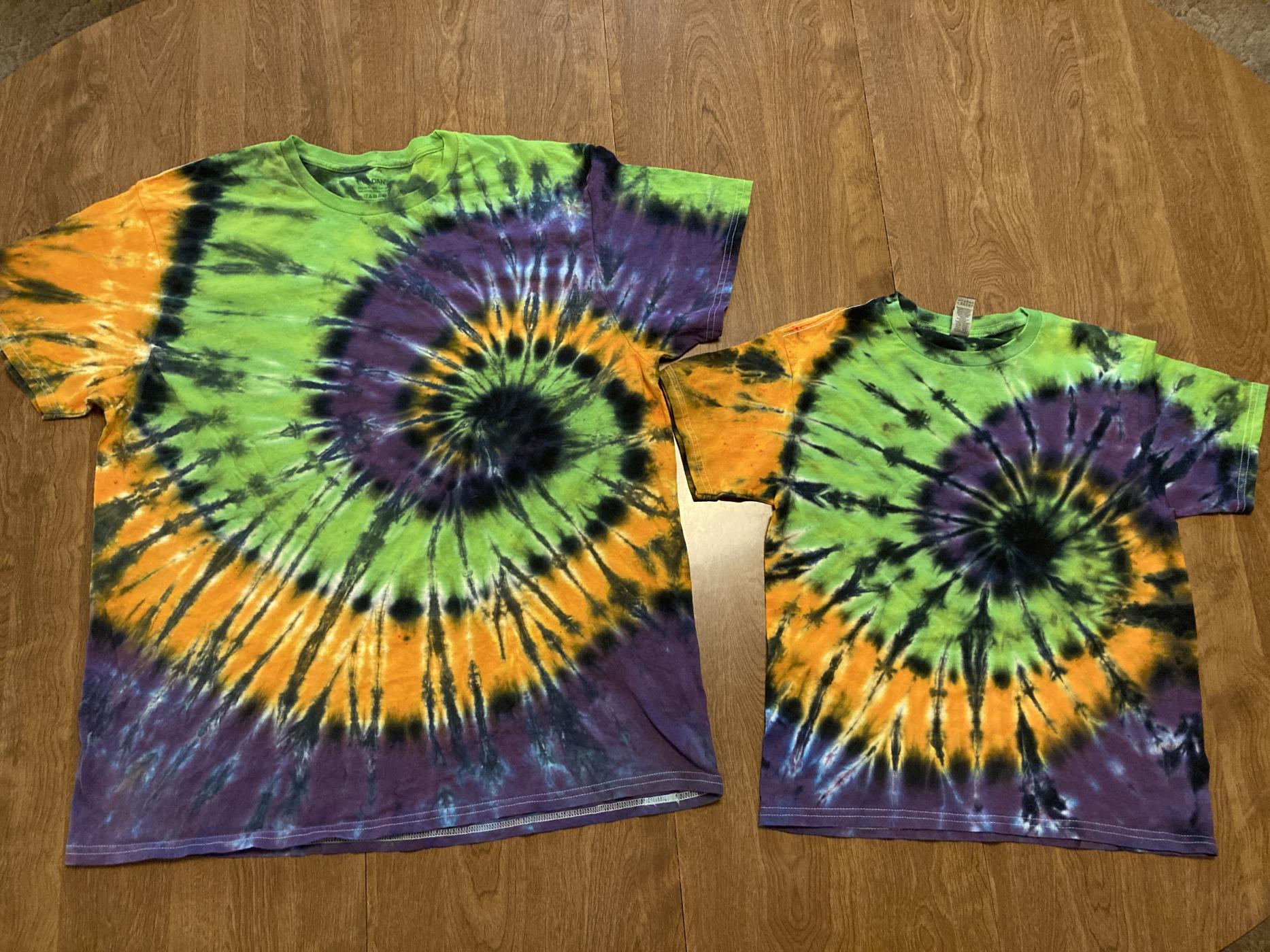 Custom Order - Halloween Mom & Son Spiral Tie Dye Shirts