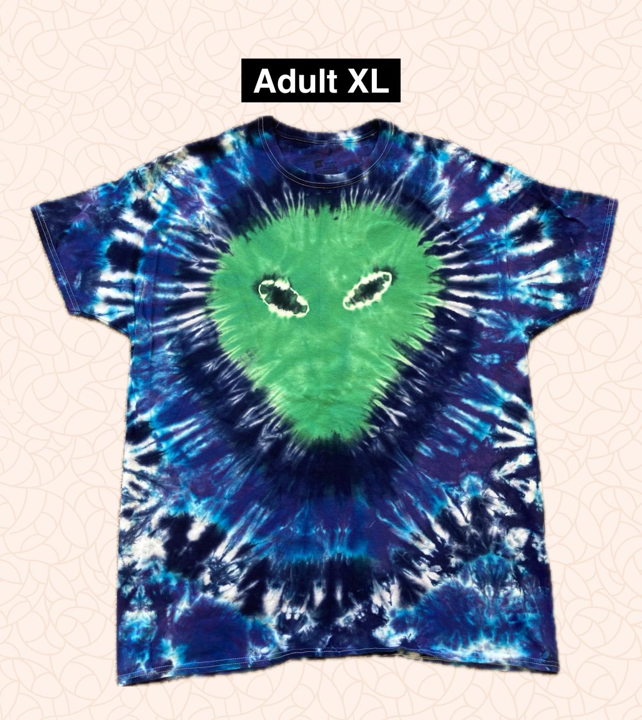 Alien on Blues Tie Dye T Shirt Adult XL