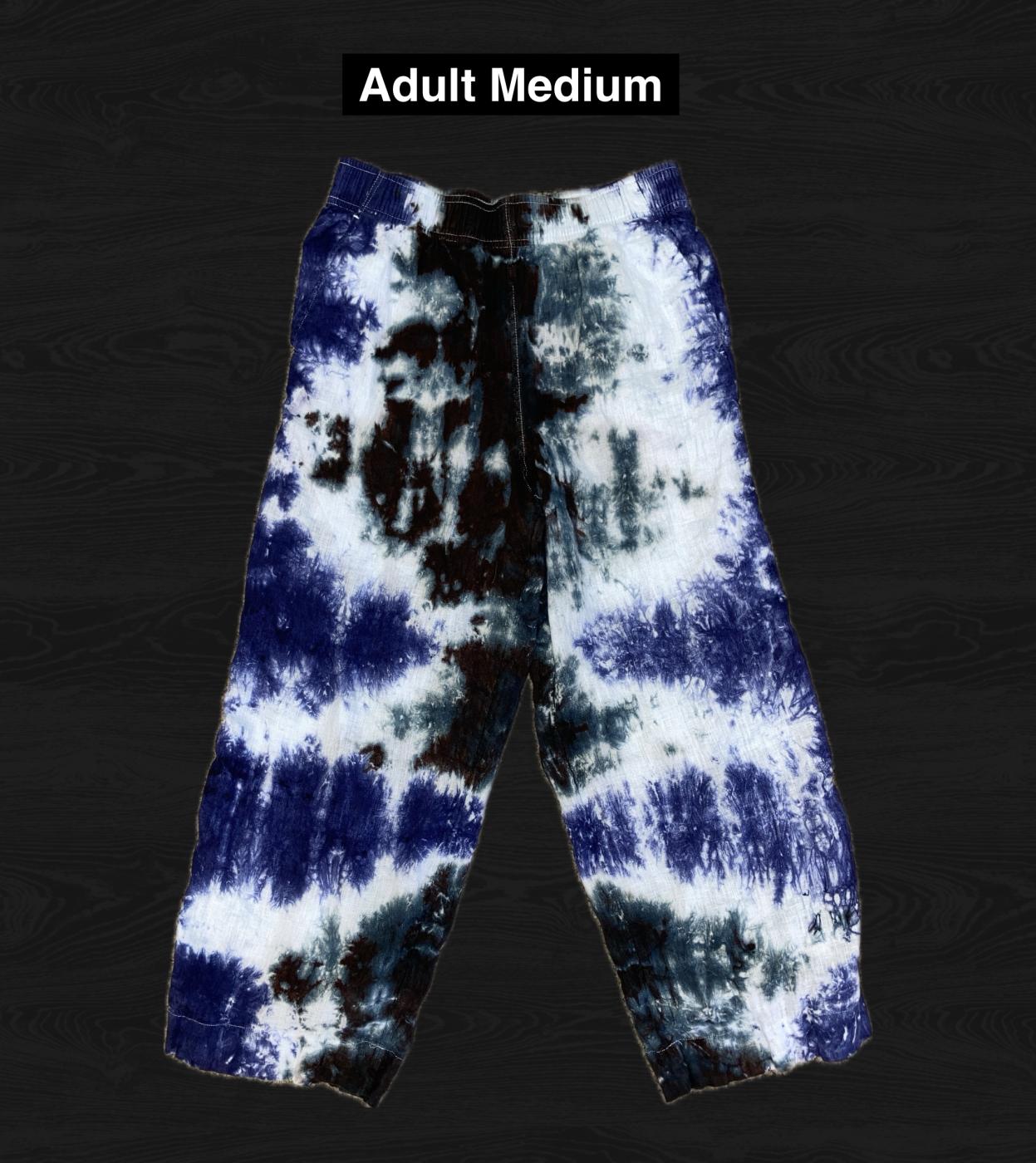 Black & Blue Tie Dyed Pants Adult Medium