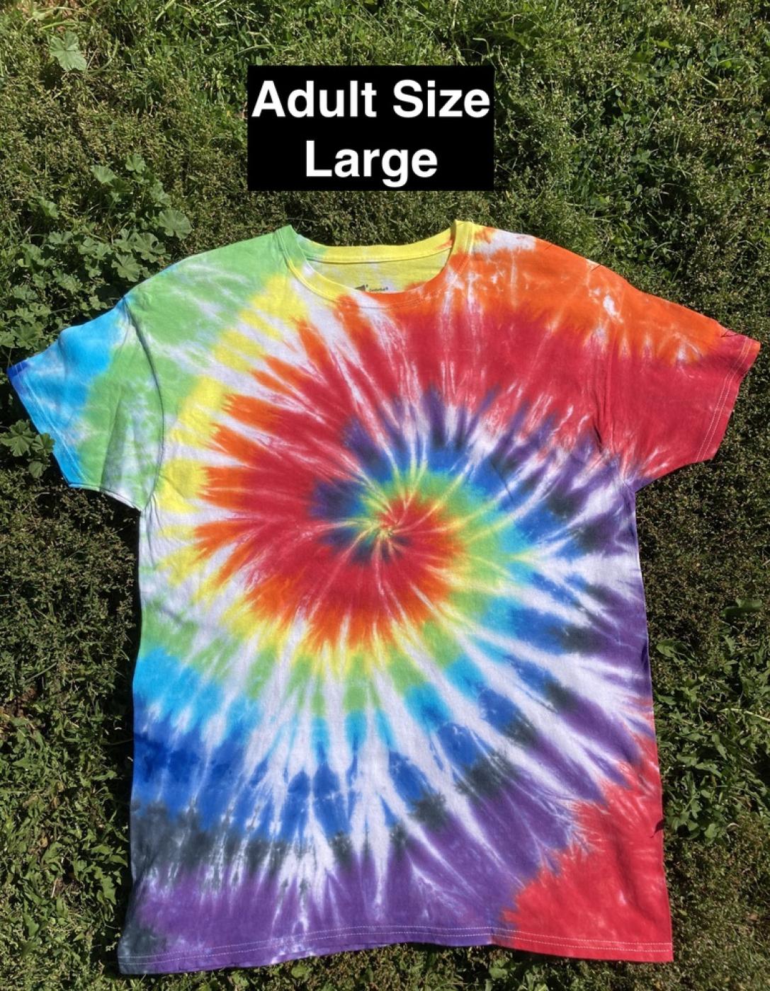Rainbow Spiral White Accents Tie Dye T-Shirt Adult Large