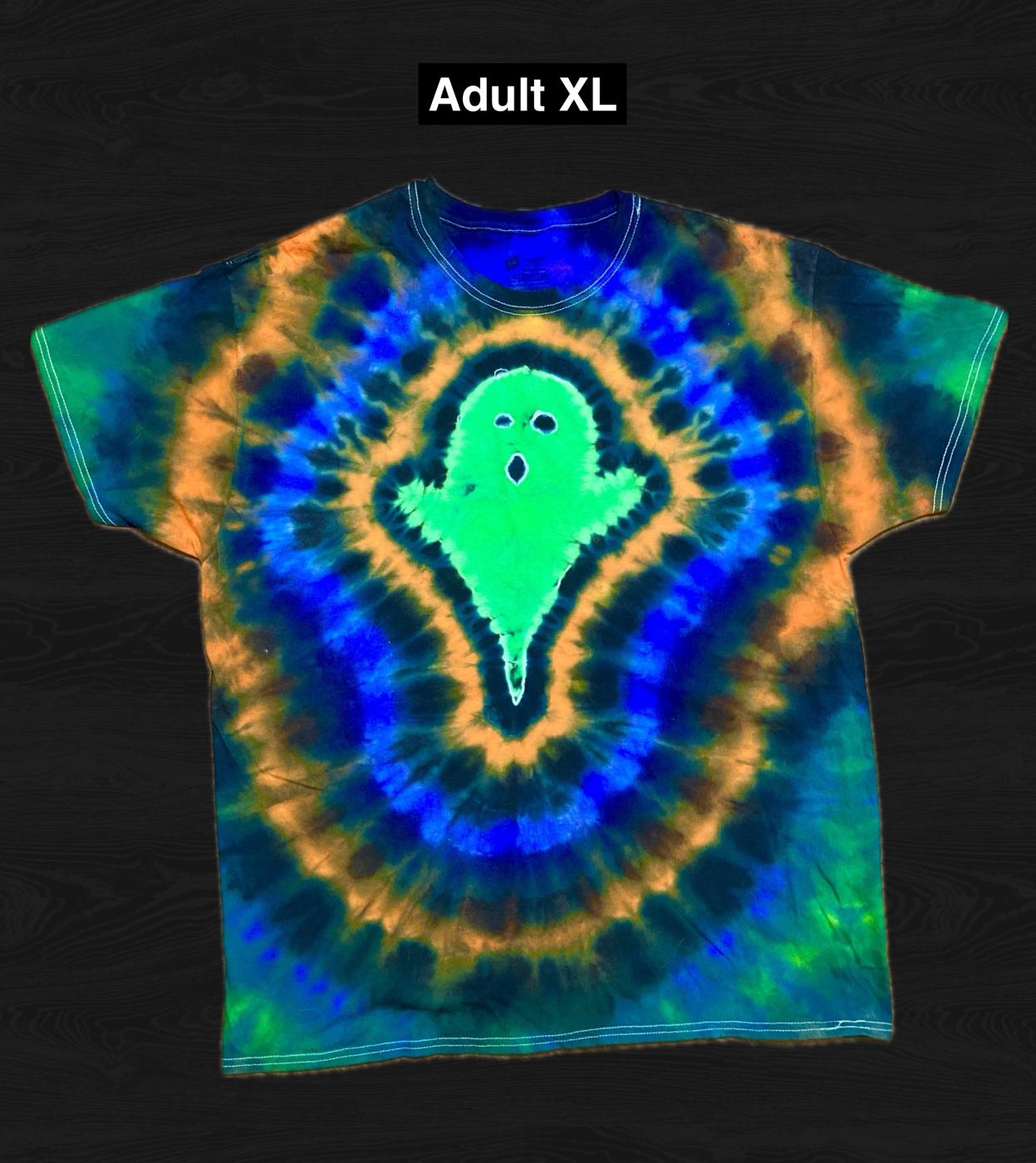 Slimey Green Ghost Tie Dyed T Shirt Adult XL