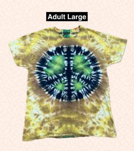 store/p/Black-Peace-Sign-with-Green-on-Brown-Tie-Dyed-T-Shirt-Adult-Large