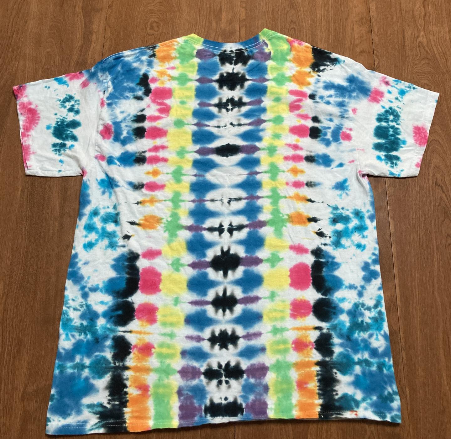 Paw Print Purple Blue with Rainbow Spine Tie Dye T Shirt Adult XL