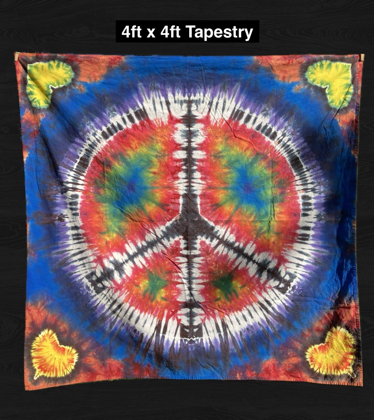 Peace Sign 4ft Tie Dyed Tapestry