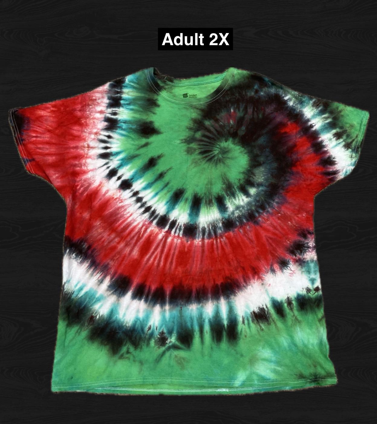 Christmas Spirals Tie Dyed T Shirt Adult 2X