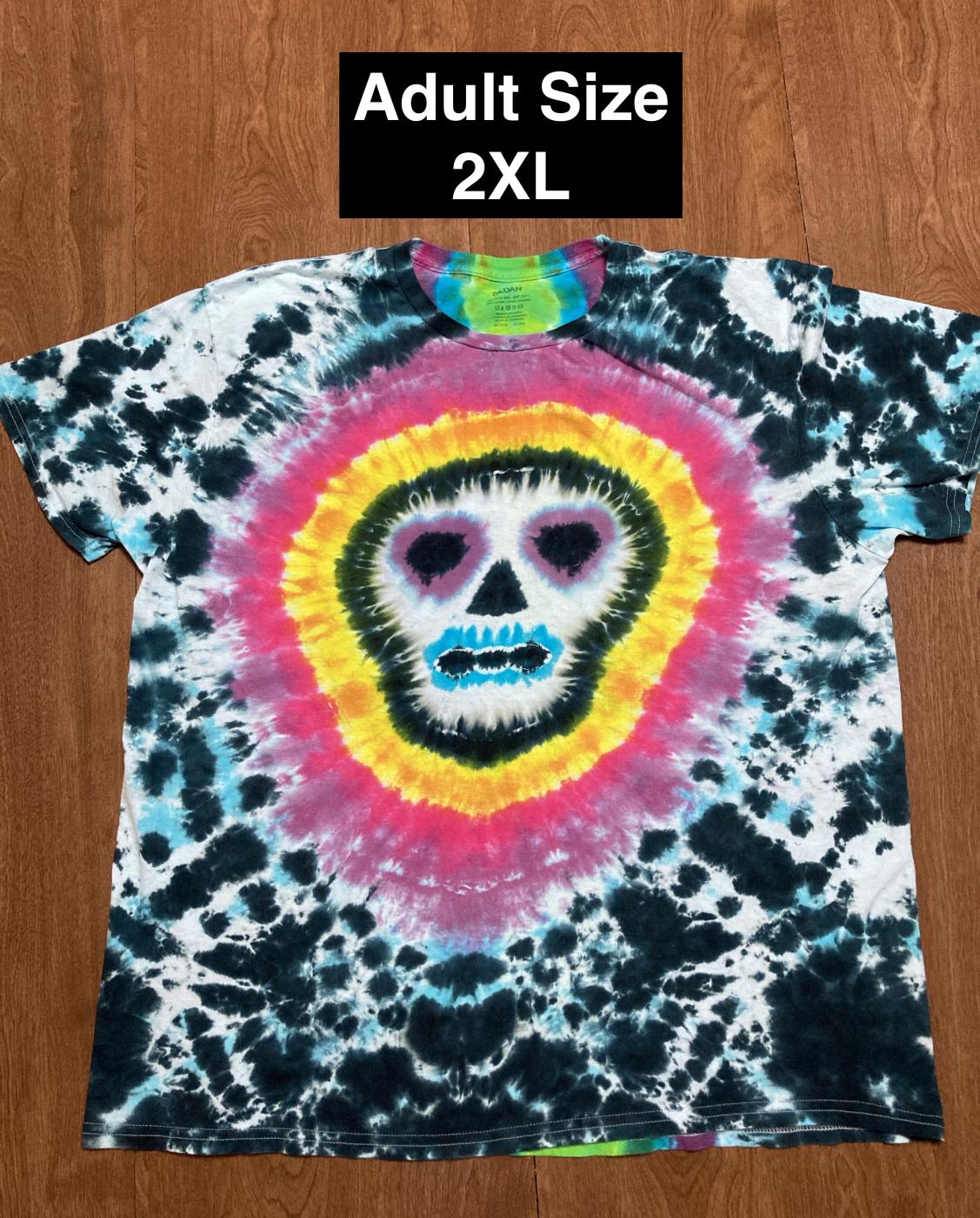 Day of the Dead Tie Dye Shirt Adult 2XL