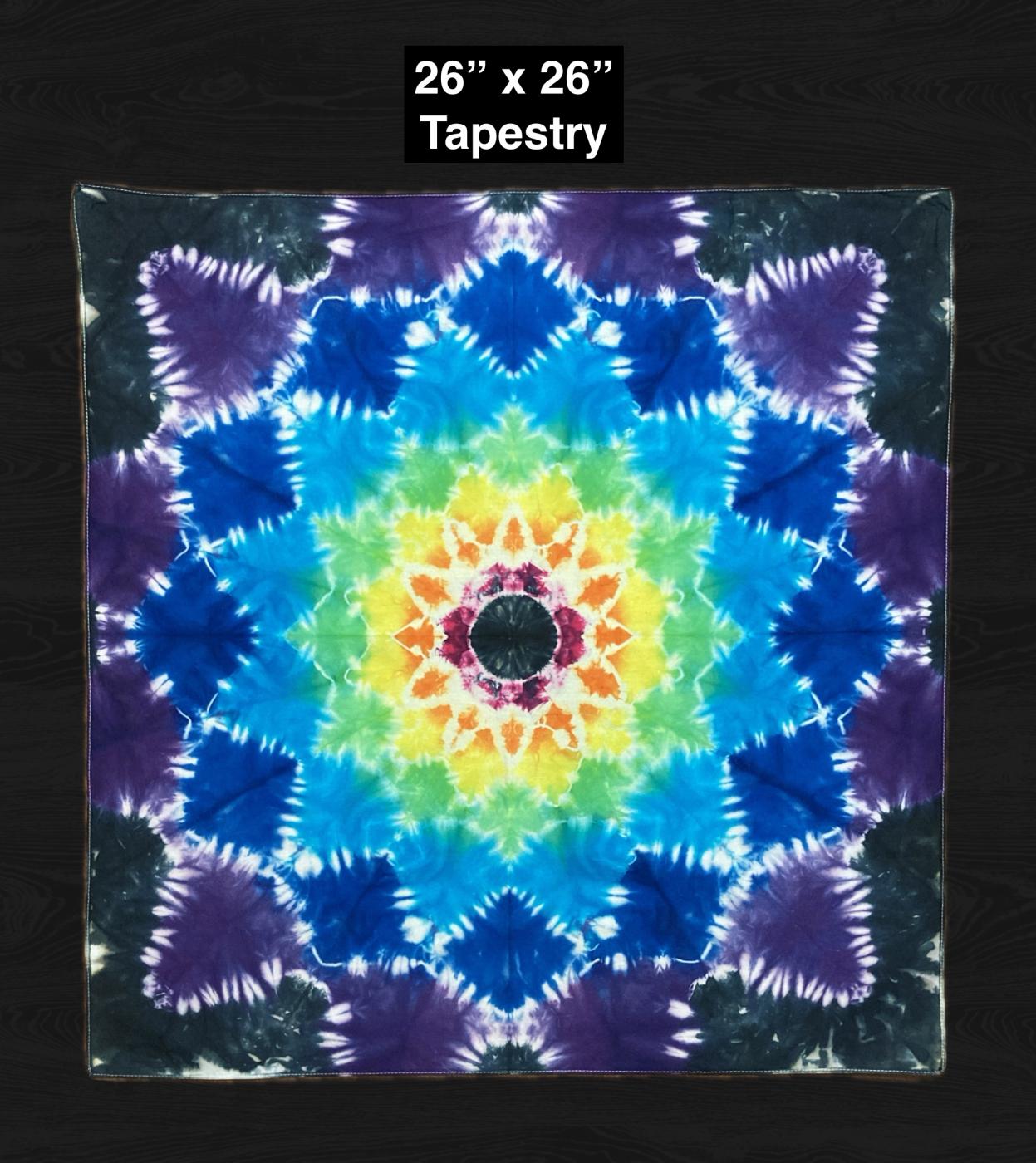 Rainbow Mandala Small Tie Dyed Tapestry