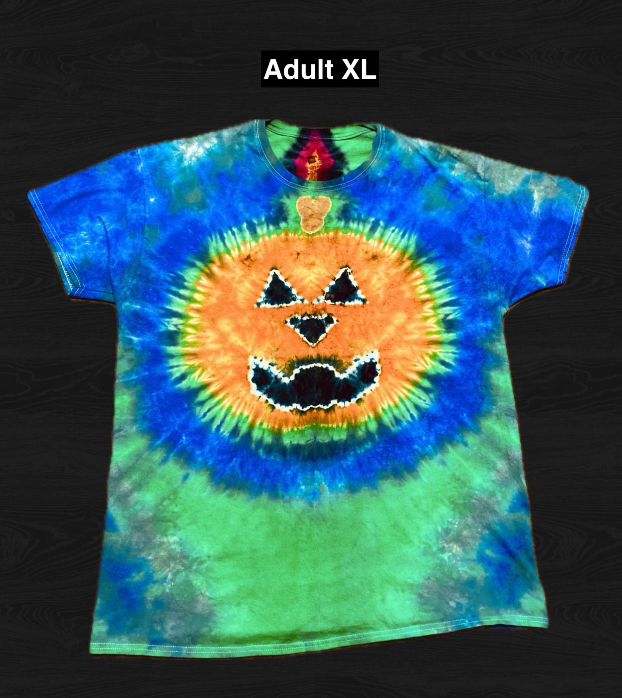 Jack O Lantern Tie Dyed T Shirt Adult XL