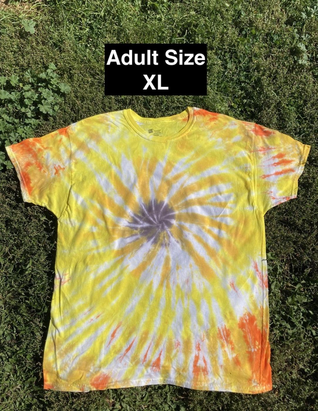 Center Spiral Sunflower Tie Dye T-Shirt Adult XL