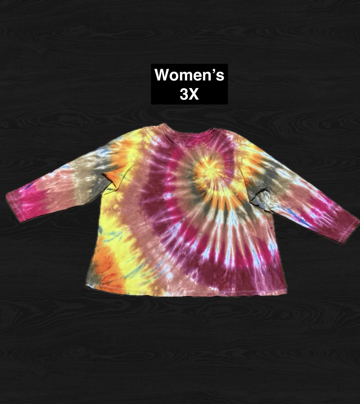 Fallin Spiral Tie Dye Long Sleeve Shirt Women's 3X